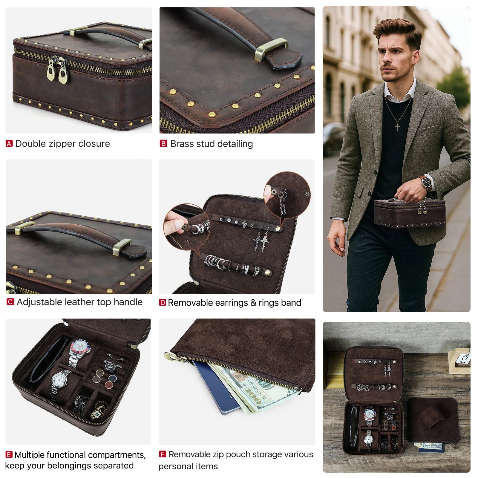 Premium Leather Watch Travel Vault